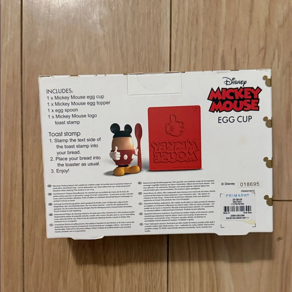 In Box NWT Disney Red and Black Mickey Mouse Egg Cup with Spoon
